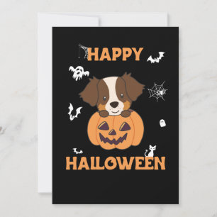 Cartão De Festividades Australian Shepherd No Abóbora Fofo Feliz