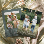 Cartão De Festividades Autografo | Feliz Natal Foto Vertical<br><div class="desc">Mande cartões de natal para amigos e família em estilo chic com nossos cartões com fotos elegantes. O design apresenta a sua foto favorita vertical ou orientada a retratos com "Feliz Natal", enquadrada na parte inferior em um roteiro branco, escrito à mão. Personalize com seu nome de família e o...</div>