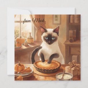 Cartão De Festividades Autumn Cat com a saudação da Pie Fall Season