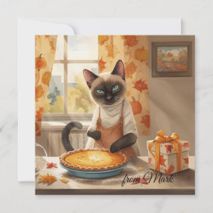 Cartão De Festividades Autumn Cat com a saudação da Pie Fall Season