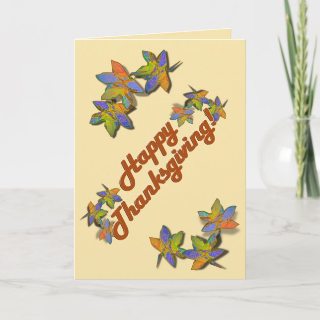 Cartão De Festividades Autumn Deixa a Ação de Graças (Frente)
