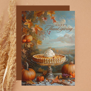 Cartão De Festividades Autumn Deixa Pumpkin Pie Feliz Ação de Graças