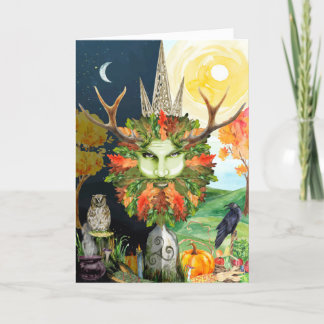 Cartão De Festividades Autumn Equinox Mabon Greenman