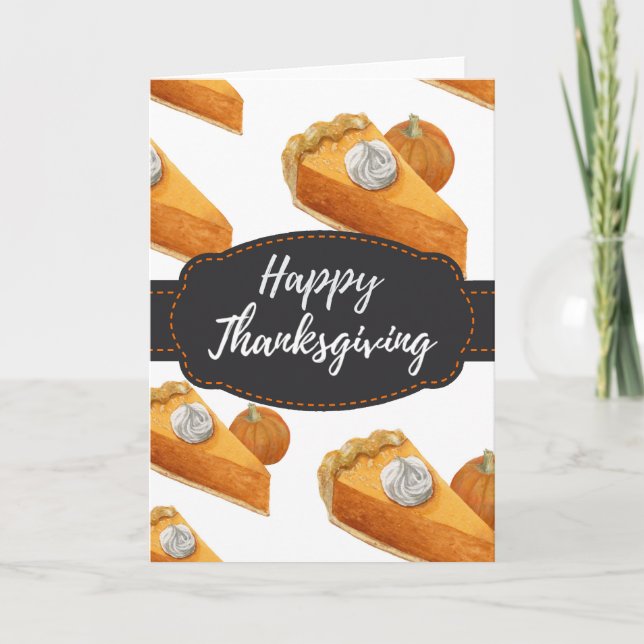 Cartão De Festividades Autumn Fall Pumpkin Pie Thanksgiving Greeting Card (Frente)