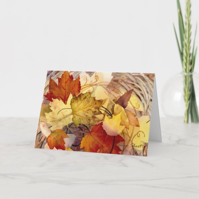 Cartão De Festividades Autumn Leaves on Wreath Greeting Card (Frente)