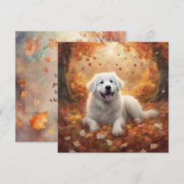 Cartão De Festividades Autumn - Pirenéus Excelentes Feliz Puppy