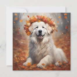 Cartão De Festividades Autumn - Pirenéus Excelentes Feliz Puppy 2