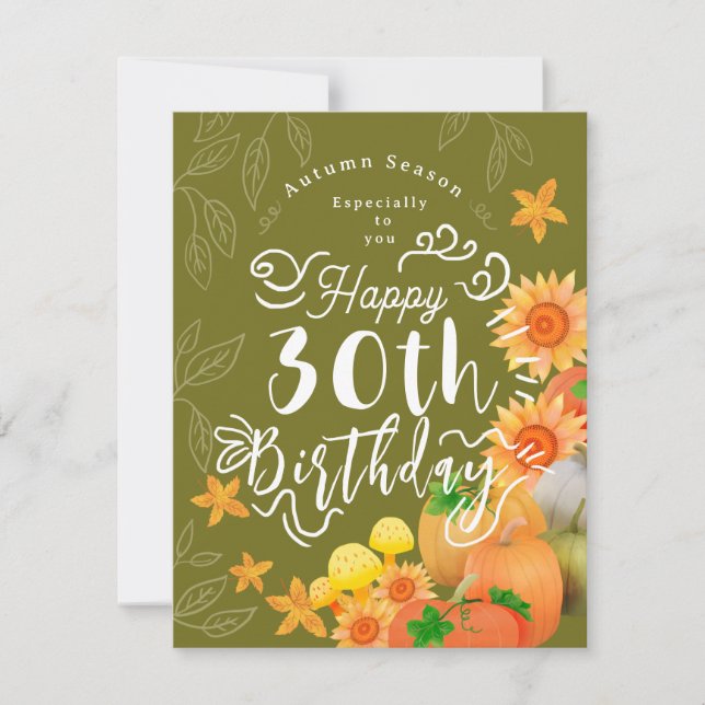 Cartão De Festividades Autumn Pumpkin Green (Frente)