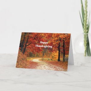 Cartão De Festividades Autumn Red Trees Road Photo Thanksgiving