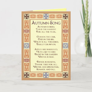 Cartão De Festividades Autumn Song Thanksgiving Poem Greeting Cards