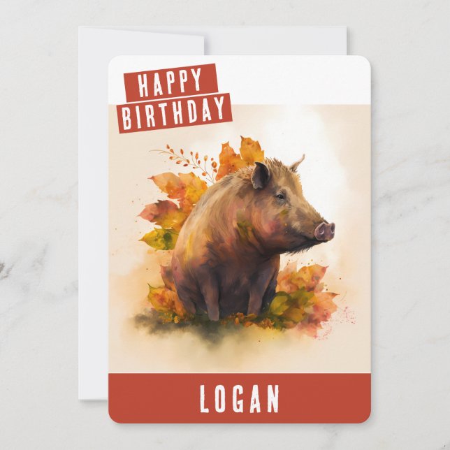 Cartão De Festividades Autumn vibes Boar Birthday (Frente)