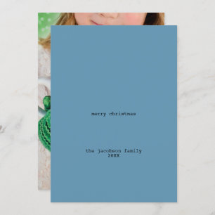 Cartão De Festividades Avant-Garde Blue Minimalist Foto de Natal alegre e