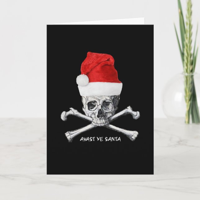 Cartão De Festividades Avast Ye Santa Holiday Pirate Cristmas Card (Frente)