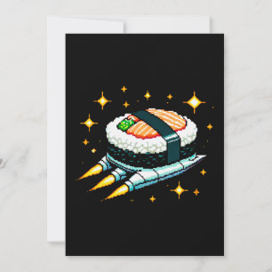 Cartão De Festividades Aventura de Sushi Espacial de 8 Bits - Arte Cósmic