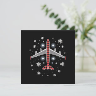 Cartão De Festividades Avião Xadrez Natal Piloto