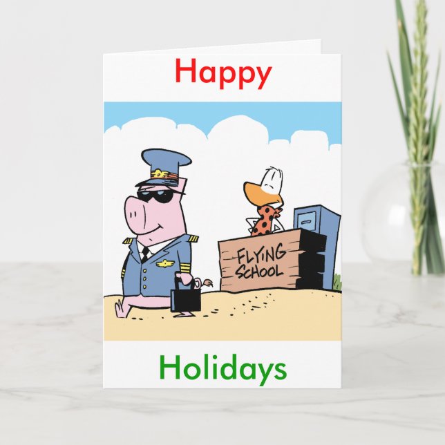 Cartão De Festividades Aviation Humor Happy Holidays Card (Frente)