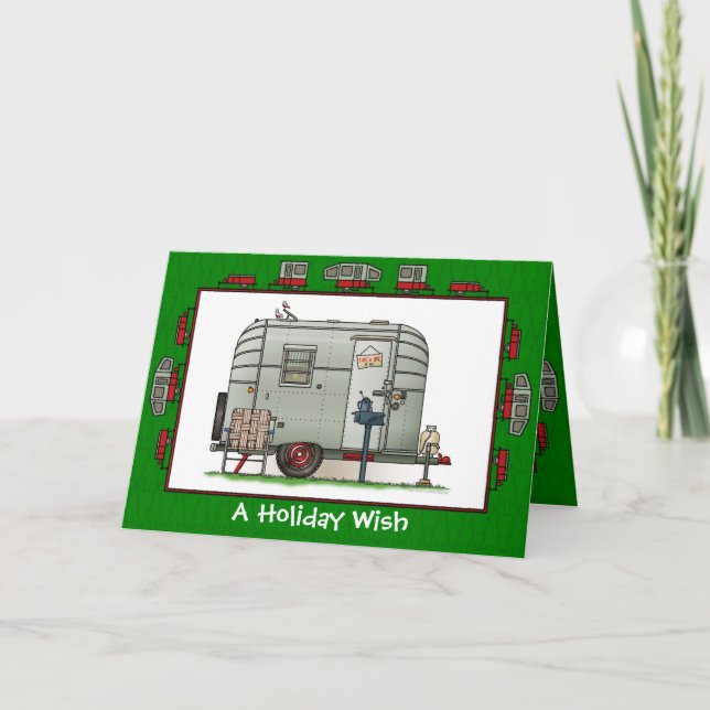 Cartão De Festividades Avion Camper Trailer Holiday Wish (Frente)