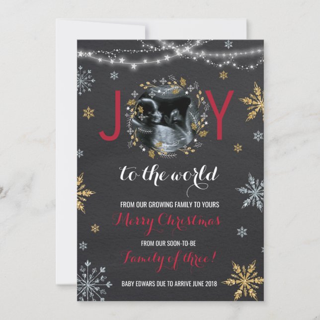 Cartão De Festividades Aviso de Gravidez de Natal Foto de Natal (Frente)