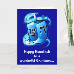 Cartão De Festividades Avô de Hanukkah feliz com o Dreidel girando