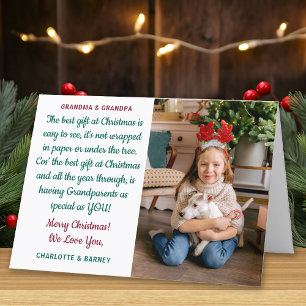 Cartão De Festividades Avós Personalizaram Foto do Poema de Natal