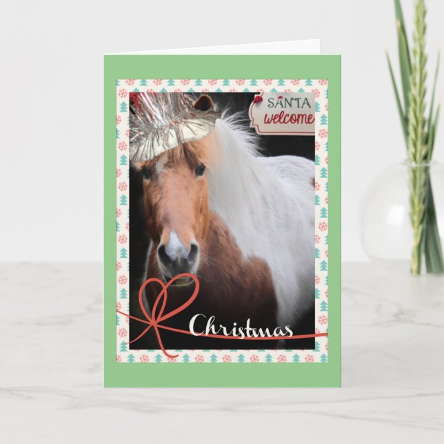 Cartão De Festividades Awesome Icelandic Pony Santa horse greeting card (Frente)