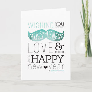 Cartão De Festividades Awesome New year wish note card mustache