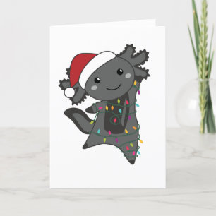 Cartão De Festividades Axolotl Feliz Natal Animais de Inverno Axolotls
