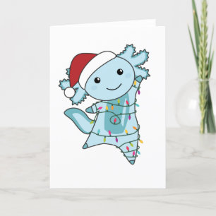 Cartão De Festividades Axolotl Feliz Natal Animais de Inverno Axolotls