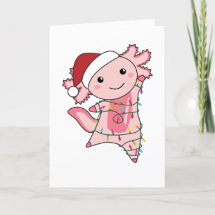 Cartão De Festividades Axolotl Felry Natal Animais de inverno Axolotls Ad
