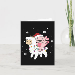 Cartão De Festividades Axolotl Llama Alpaca Animais de inverno
