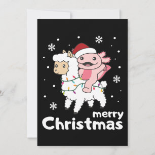 Cartão De Festividades Axolotl Llama Alpaca Feliz Animais de Natal