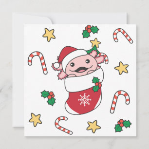 Cartão De Festividades Axolotl Natal Neve Animais de inverno Axolotls Hol