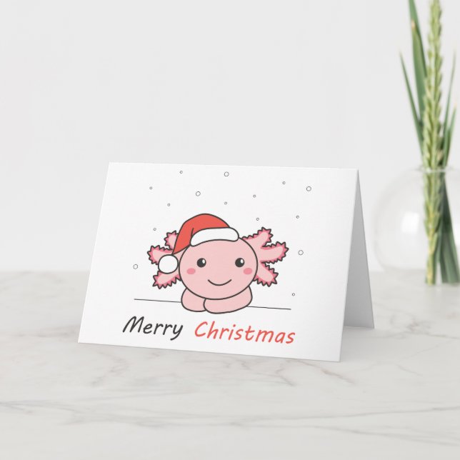Cartão De Festividades Axolotl Natal Neve Animais de inverno Axolots (Frente)