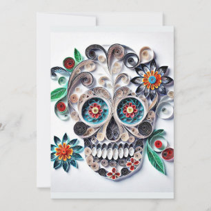 Cartão De Festividades AY oF tHE dEAD fLOWER sKULL ART.