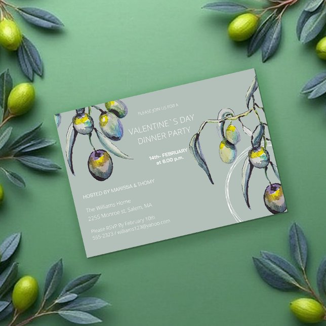 Cartão De Festividades Azeitona de Janto do Namorados Artístico (Criador carregado)