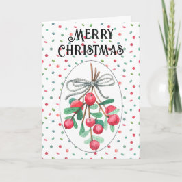 Cartão De Festividades Azevinho de Natal Personalizado com Frutas Vermelh