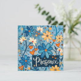 Cartão De Festividades Azul Bonito Floral Inspirador de Presença