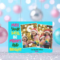 Azul Brilhante Feliz Natal Duas Colagem Fotográfic