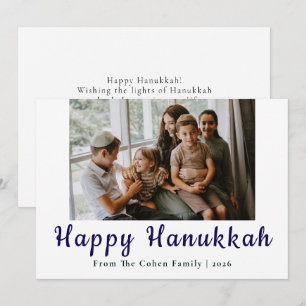 Cartão De Festividades Azul Caligrafia Feliz Hanukkah família 1 foto