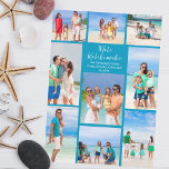 Cartão De Festividades Azul, família de fotos Collage Beach Natal<br><div class="desc">A foto personalizável da família de praia azul-chic colage cartão de Natal com suas fotos tropicais favoritas ao sol. Adicione 9 das suas memórias favoritas das suas férias na ilha à costa. Belos cartões de natal costeiros com um layout de fotografia limpo e moderno e bonito roteiro branco.</div>