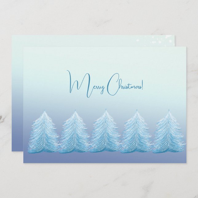 Cartão De Festividades Azul Prateado Artístico Natal Nórdico Alegre (Frente/Verso)