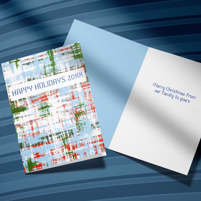 Cartão De Festividades Azul Verde Branco Vermelho Expressionismo Abstrato (Criador carregado)