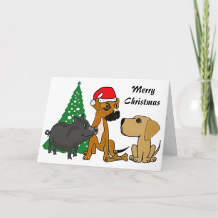 Cartão De Festividades BA- Dogs and Pig Christmas Card