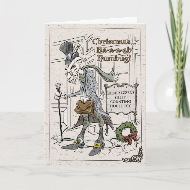 Cartão De Festividades Baa-aa Humbug Punny Xmas Folheto de Férias (Frente)