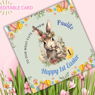Cartão De Festividades BABY BOY First Páscoa Card, 1 rua Coelhinho de Pás