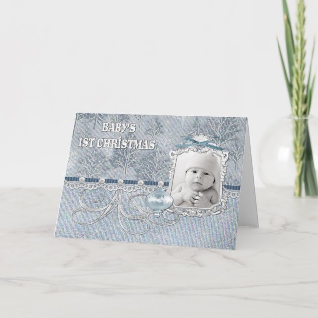 Cartão De Festividades Baby Boys First Christmas Card (Frente)