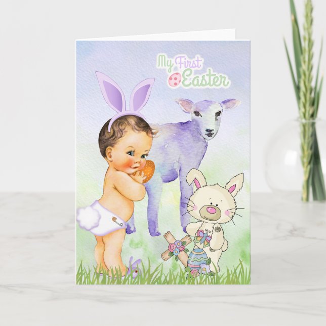 Cartão De Festividades Baby Boy's First Easter Card (Frente)
