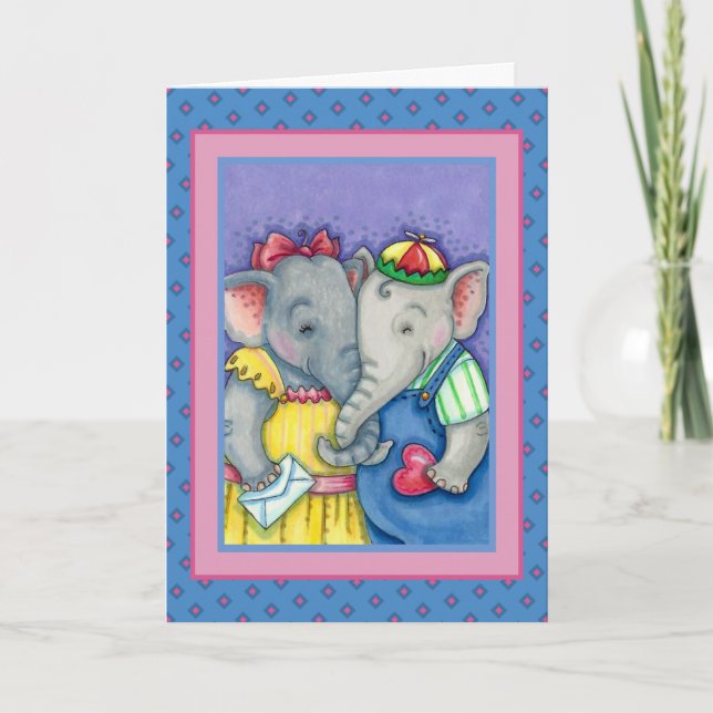 CARTÃO DE FESTIVIDADES BABY ELEFANTS PRIMEIRO AMOR, AMIGOS DO PACHYDERM. (Frente)