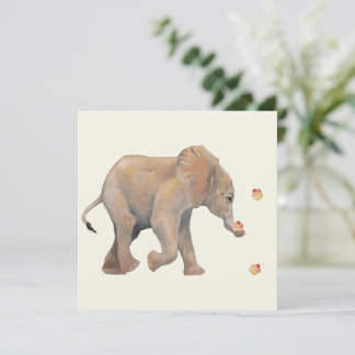 Cartão De Festividades Baby Elephant with cupcake cards Set 10