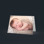 Cartão De Festividades Baby First Christmas Winter Snowflakes Photo Birth<br><div class="desc">Baby's First Christmas Delicate And Elegant White Winter Snowflakes,  Photo Holiday Birth Announcement.

Designed by fat*fa*tin. Easy to customize with your own text,  photo or image. For custom requests,  please contact fat*fa*tin directly. Custom charges apply.

www.zazzle.com/fat_fa_tin
www.zazzle.com/color_therapy
www.zazzle.com/fatfatin_blue_knot
www.zazzle.com/fatfatin_red_knot
www.zazzle.com/fatfatin_mini_me
www.zazzle.com/fatfatin_box
www.zazzle.com/fatfatin_design
www.zazzle.com/fatfatin_ink</div>